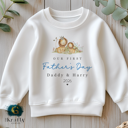 Our 1st Fathers Day Lion and Cub - T-Shirt - Vest - Sleepsuit Romper - Sweater