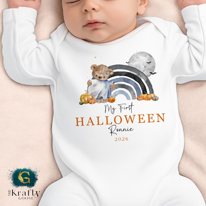 My First Halloween - Ghost Bear Rainbow Design