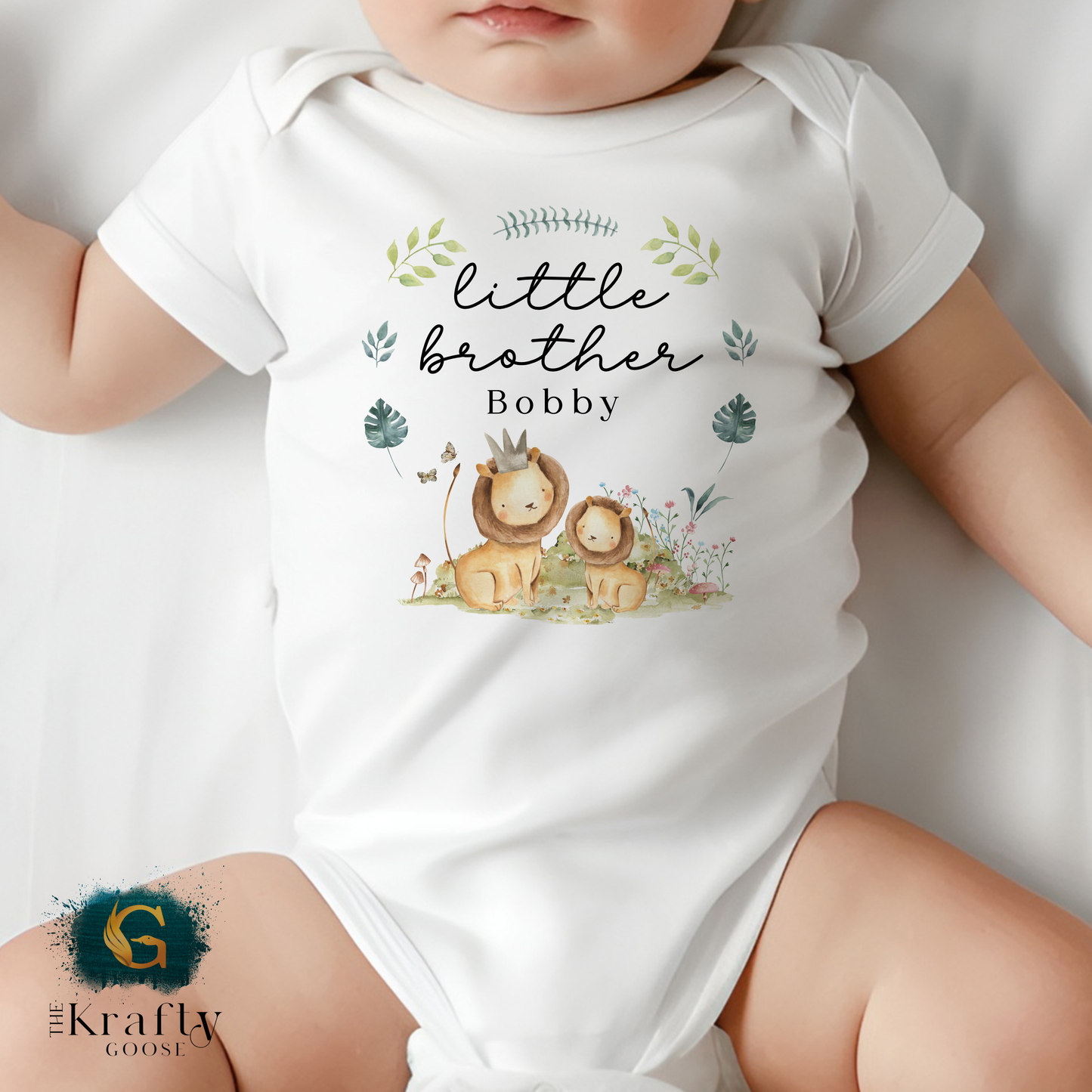 Little Brother Lion Design - Sleepsuit Romper - Vest - Bib