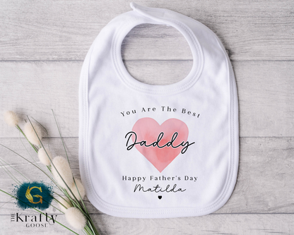 Fathers Day - Best Daddy Ever Pink Heart - T-Shirt - Vest - Sleepsuit Romper - Sweater