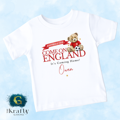 England Football Cup Bear T-Shirt - Football Sleepsuit Romper - Vest - Sweater