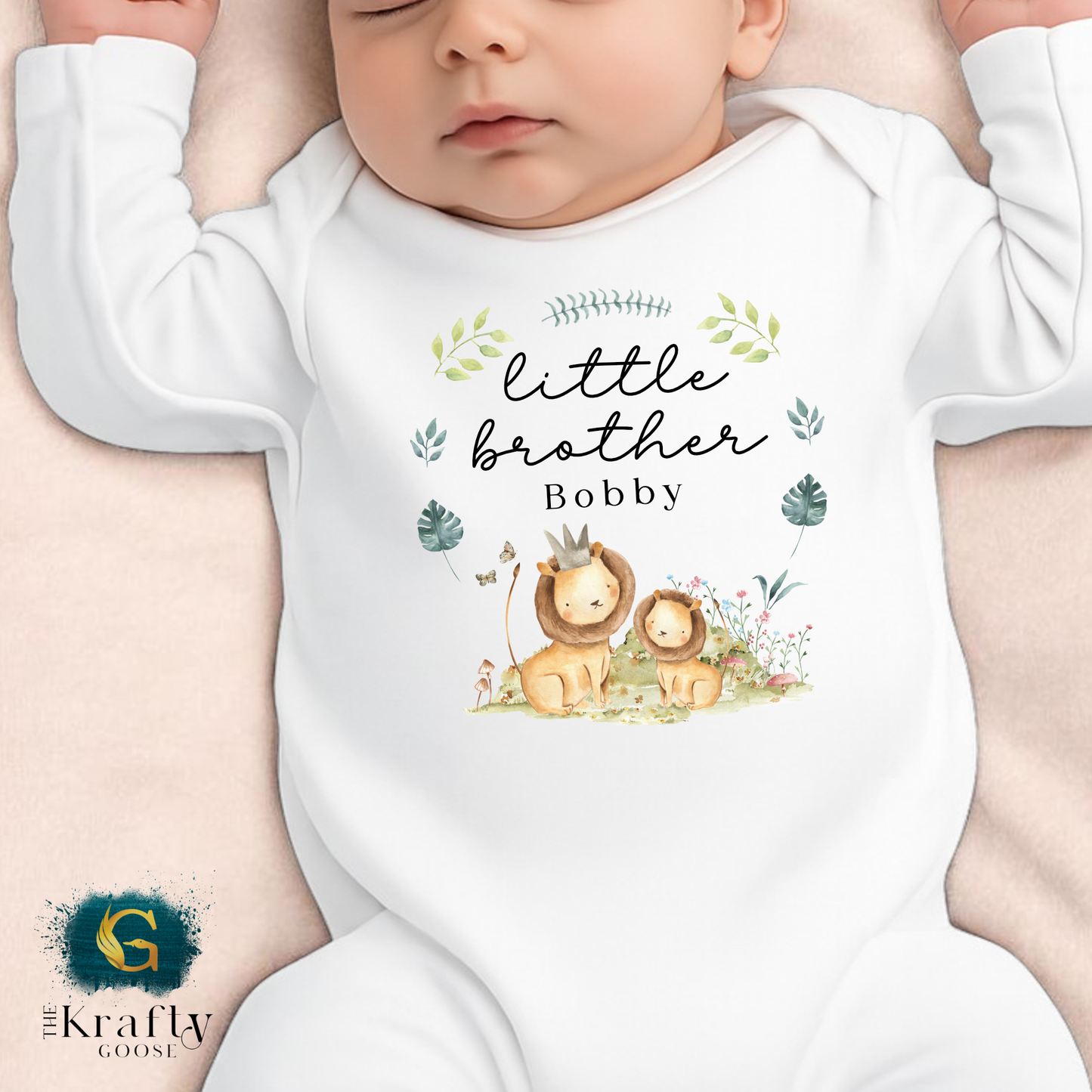 Little Brother Lion Design - Sleepsuit Romper - Vest - Bib