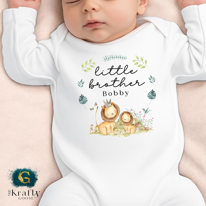 Little Brother Lion Design - Sleepsuit Romper - Vest - Bib