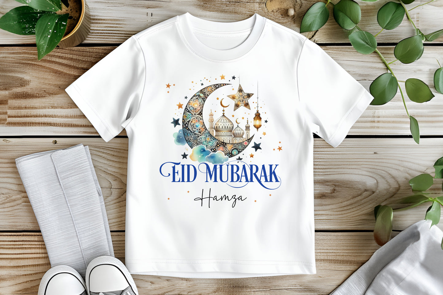 Personalised Eid Mubarak Ramadan Crescent T-Shirt or Sweatshirt