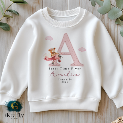 First Time Flyer - Pink Design - T-Shirt - Vest - Sleepsuit Romper - Sweater