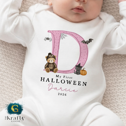 My First Halloween  - Cute Letter Design - Blue Pink or Orange
