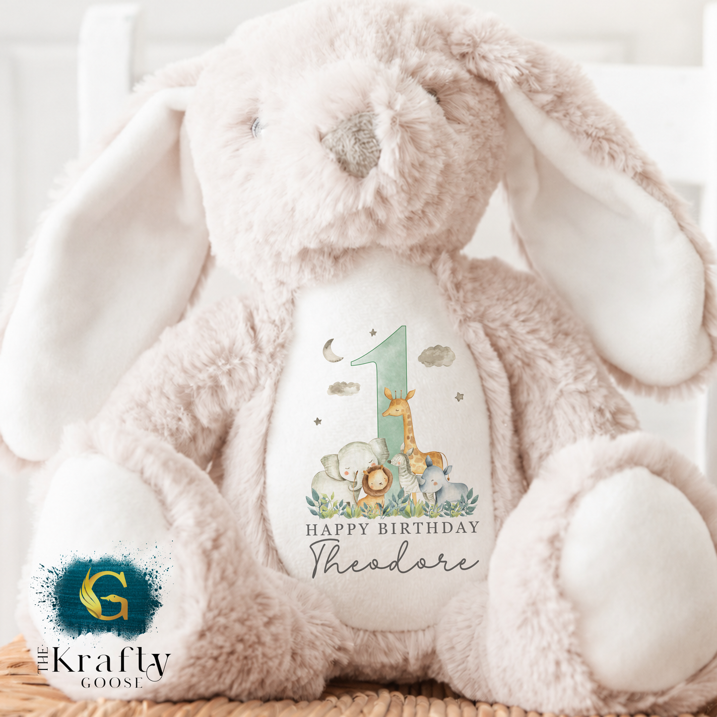 1st Birthday Bunny - Jungle Safari Animals