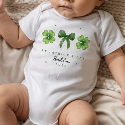 First St Patricks Day - Shamrock Bow Design