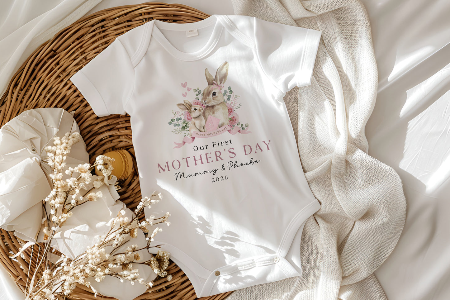 First Mother's Day Baby - Bunny Rabbit Banner Design