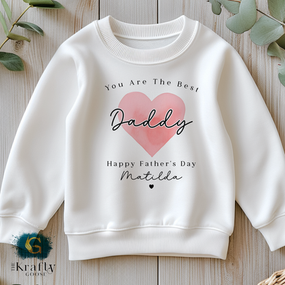 Fathers Day - Best Daddy Ever Pink Heart - T-Shirt - Vest - Sleepsuit Romper - Sweater