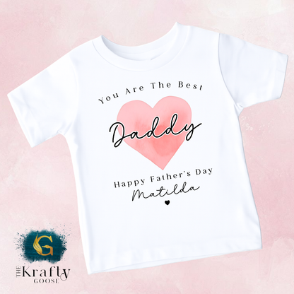 Fathers Day - Best Daddy Ever Pink Heart - T-Shirt - Vest - Sleepsuit Romper - Sweater
