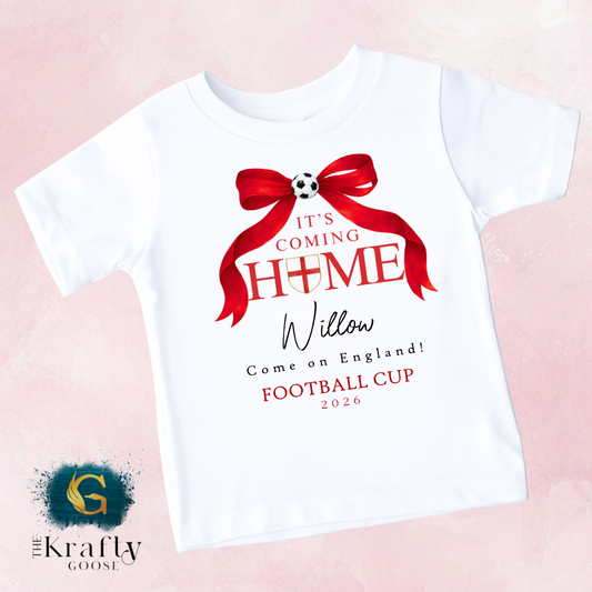 England Football Cup Girls Bow T-Shirt - Football Sleepsuit Romper - Vest - Sweater