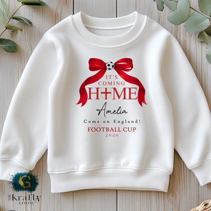England Football Cup Girls Bow T-Shirt - Football Sleepsuit Romper - Vest - Sweater
