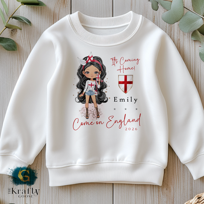 England Football Cup Girls Character T-Shirt or Sweater