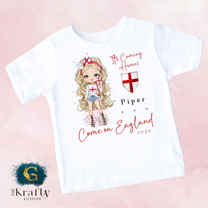 England Football Cup Girls Character T-Shirt or Sweater