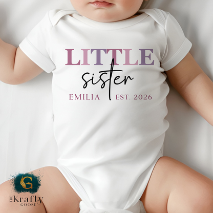 Little Sister - Script Design - Sleepsuit Romper - Vest - Bib