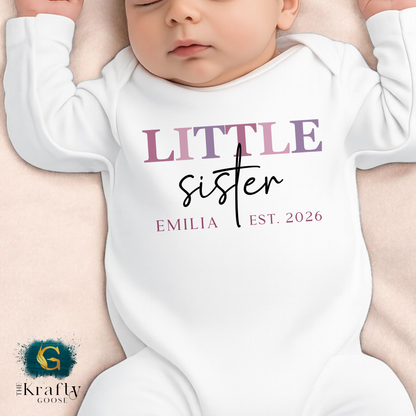 Little Sister - Script Design - Sleepsuit Romper - Vest - Bib