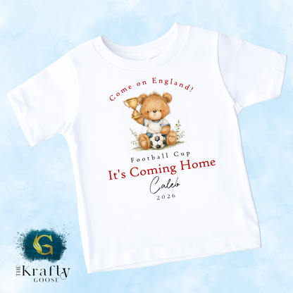 England Football Cup Teddy Trophy Football T-Shirt - Sleepsuit Romper - Vest - Sweater