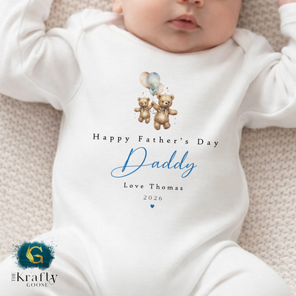 Happy Fathers Day Balloon Bears - T-Shirt - Vest - Sleepsuit Romper - Sweater