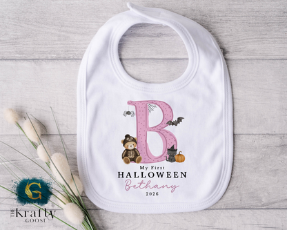 My First Halloween  - Cute Letter Design - Blue Pink or Orange
