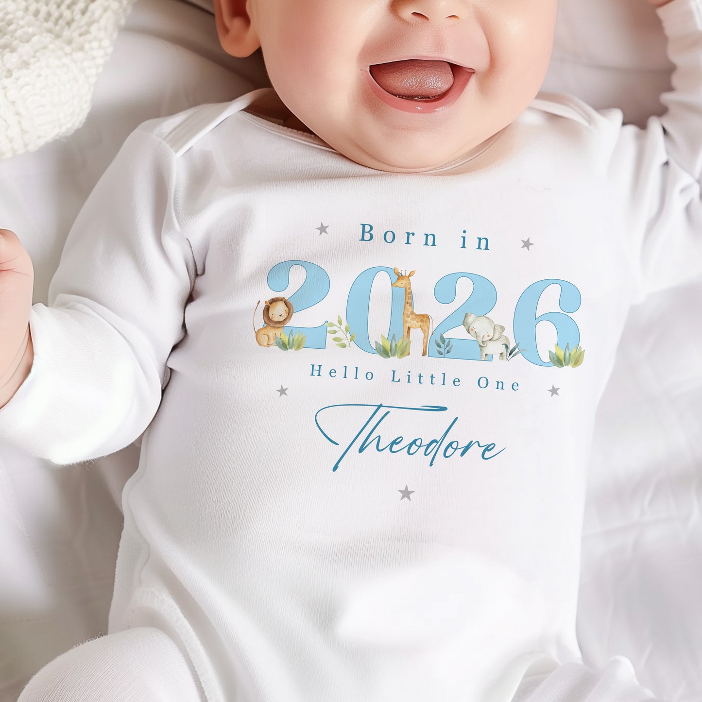 Born in 2026 - Blue Safari Jungle Design