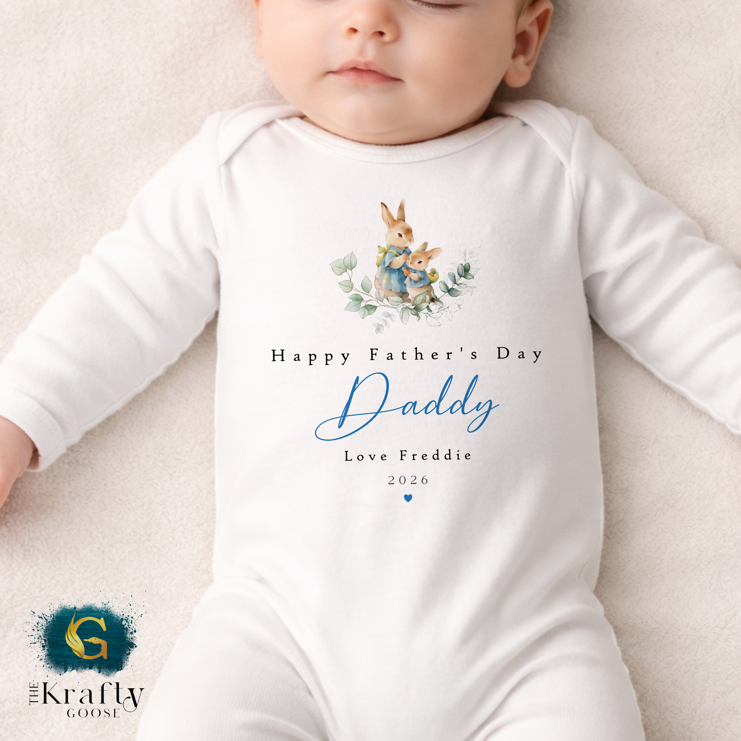 Happy Fathers Day Bunny Rabbit Design - T-Shirt - Vest - Sleepsuit Romper - Sweater