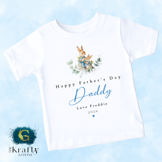 Happy Fathers Day Bunny Rabbit Design - T-Shirt - Vest - Sleepsuit Romper - Sweater