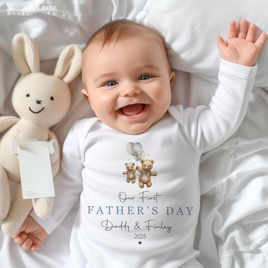 First Father's Day - Bear and Balloons Design