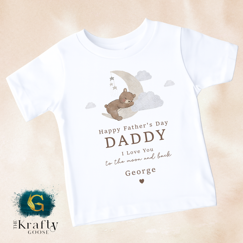 Our 1st Fathers Day - Bear Moon Design - T-Shirt - Vest - Sleepsuit Romper - Sweater