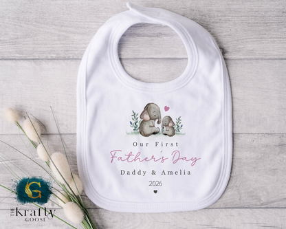 Our 1st Fathers Day Elephants - T-Shirt - Vest - Sleepsuit Romper - Sweater