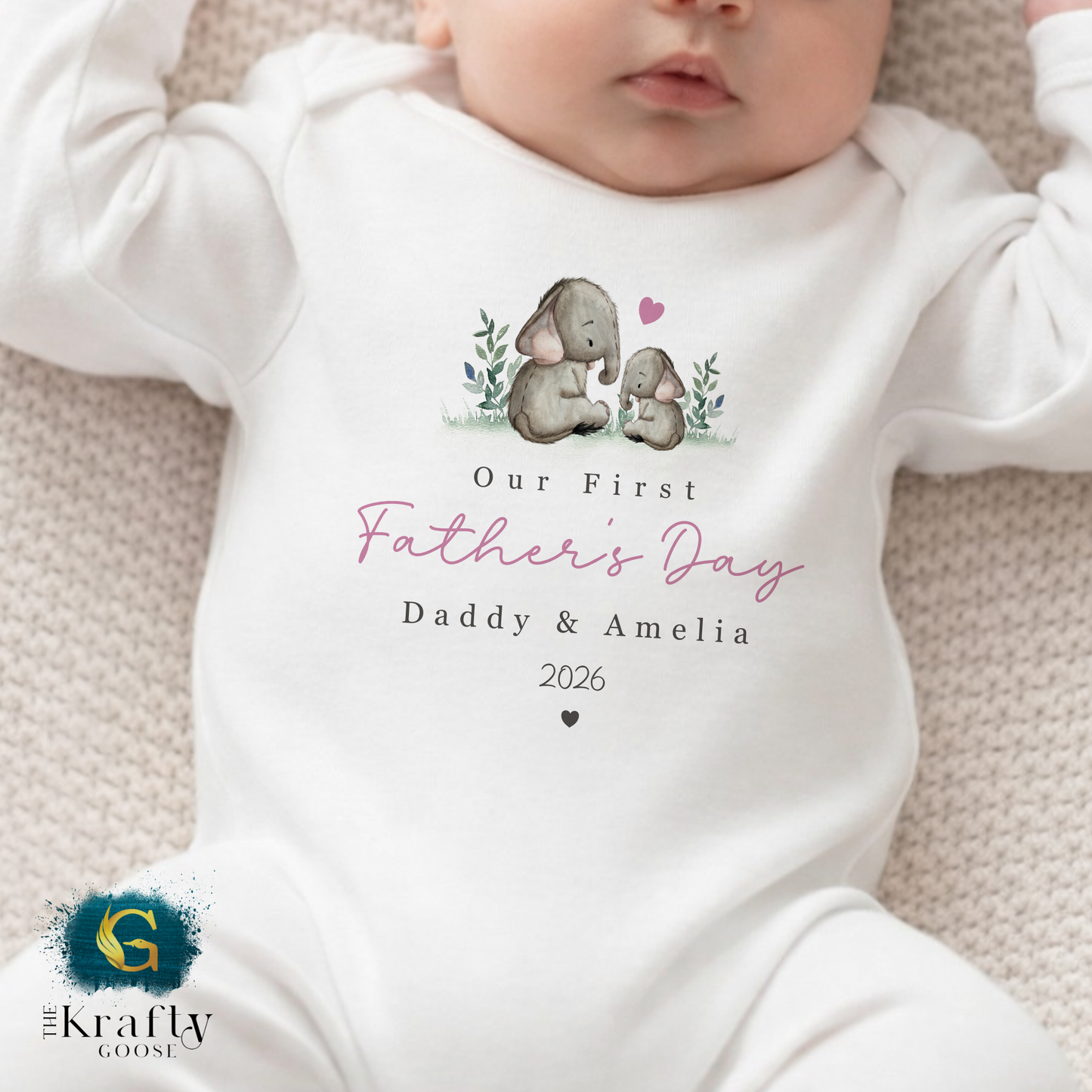 Our 1st Fathers Day Elephants - T-Shirt - Vest - Sleepsuit Romper - Sweater