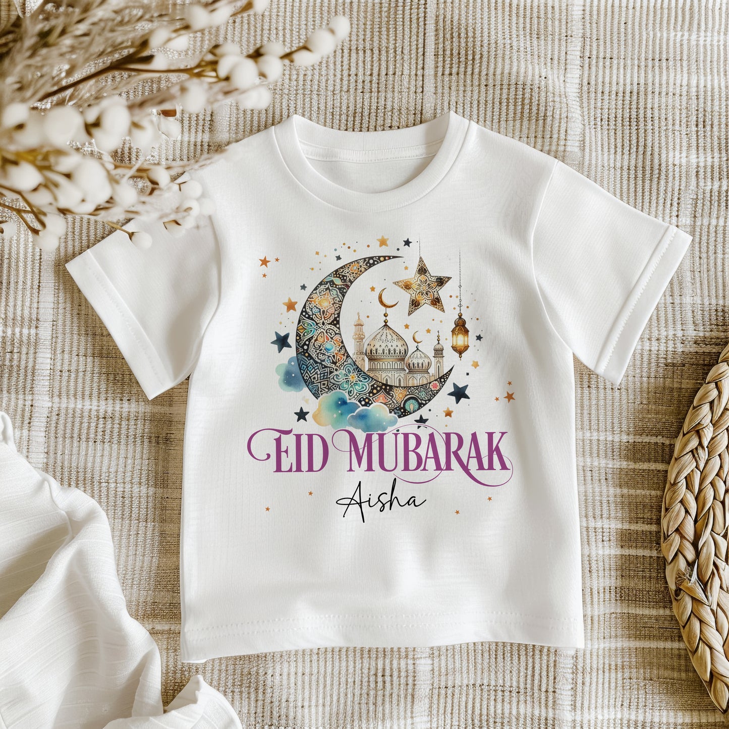 Personalised Eid Mubarak Ramadan Crescent T-Shirt or Sweatshirt