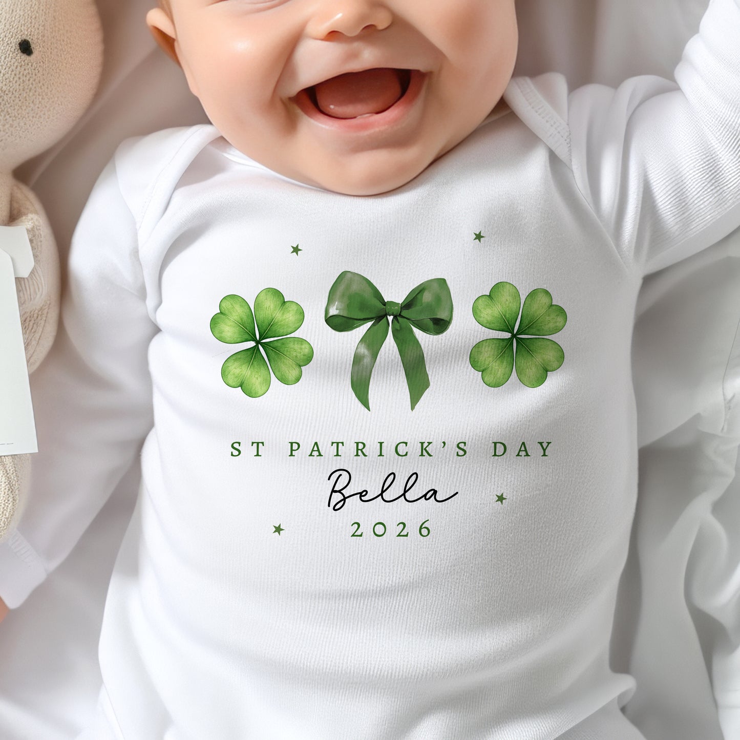 First St Patricks Day - Shamrock Bow Design