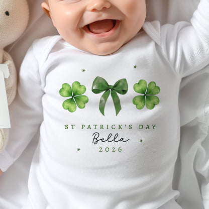 First St Patricks Day - Shamrock Bow Design