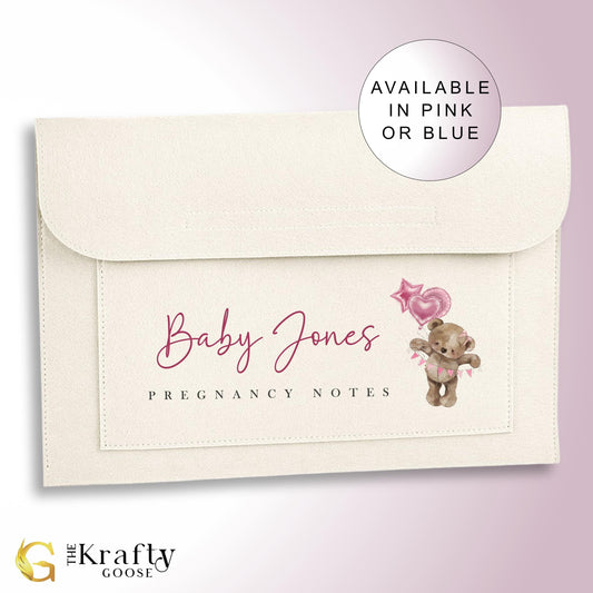 Pregnancy Maternity Notes Folder - Blue or Pink Bear Design