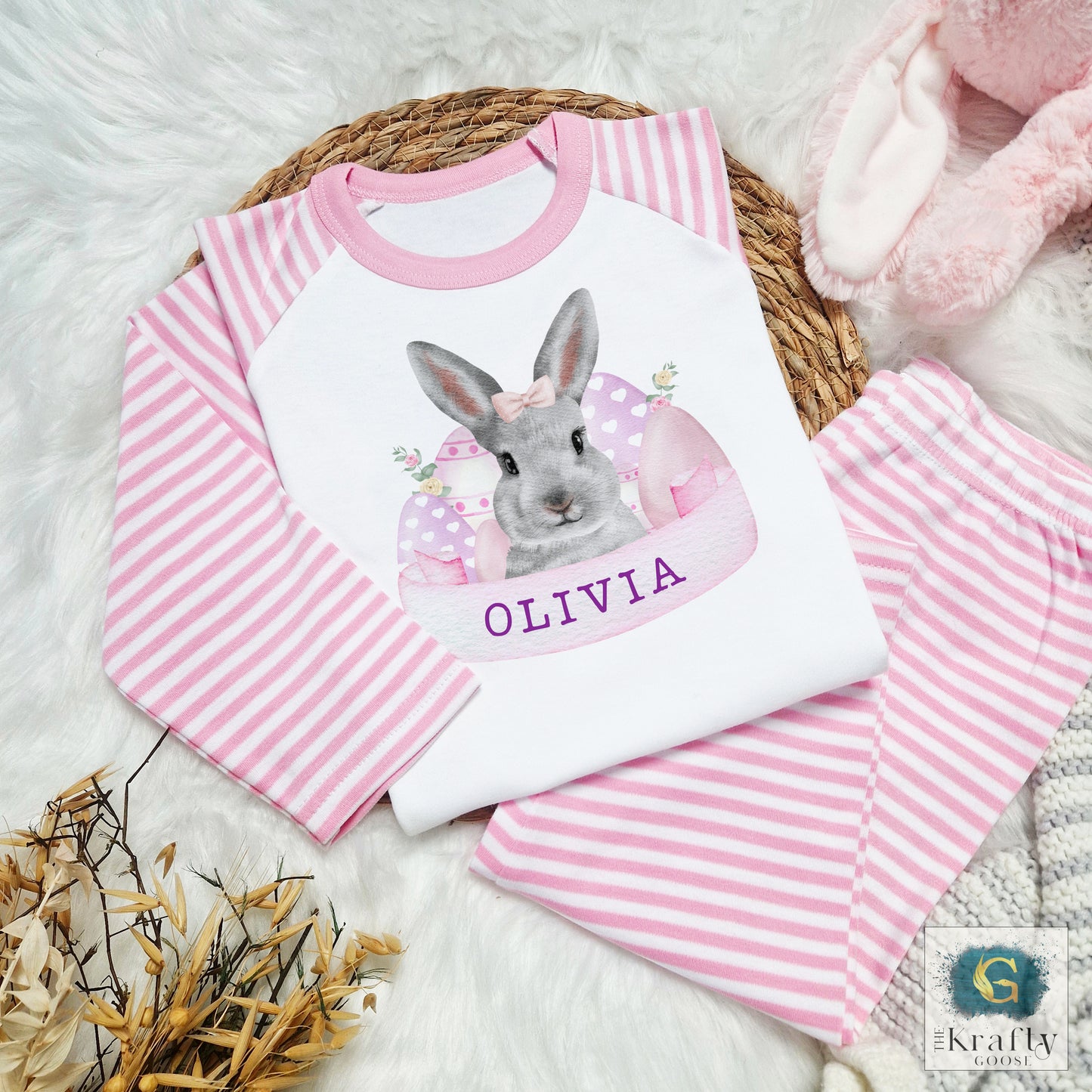 Easter Pyjamas - Bunny Banner Design - Blue or Pink