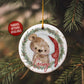 Christmas Bear Wreath Ceramic Ornament