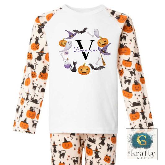 Halloween Wreath Monogram Pyjamas
