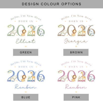 Born in 2026 - Safari Design - Four Colours to Choose