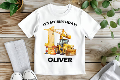 Construction Digger Birthday T-Shirt