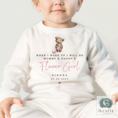 Personalised Flower Girl Pyjamas - Bear Design