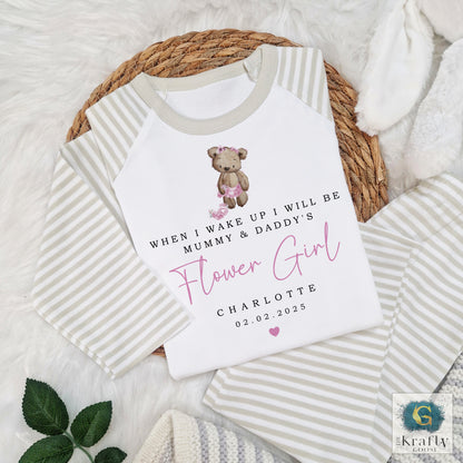 Personalised Flower Girl Pyjamas - Bear Design