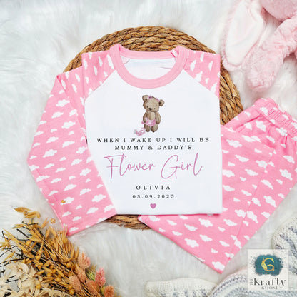 Personalised Flower Girl Pyjamas - Bear Design