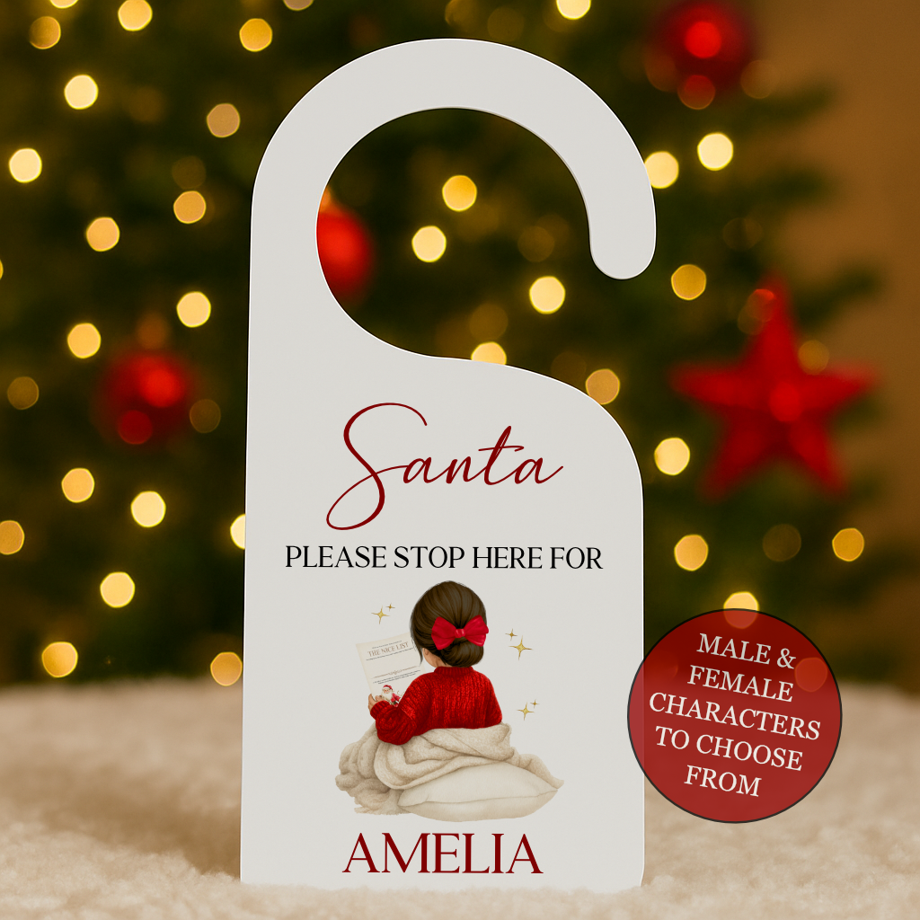Personalised Santa Please Stop Here Door Hanger