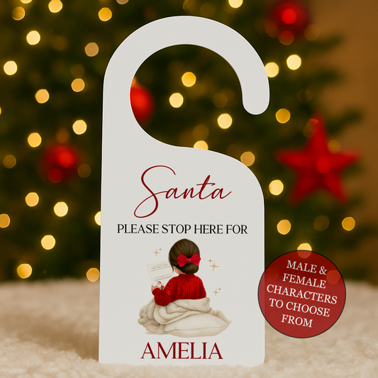 Personalised Santa Please Stop Here Door Hanger