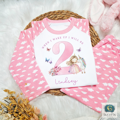 Personalised Birthday Pyjamas - Princess Unicorn Design