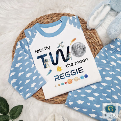 Personalised Birthday Pyjamas - Space Design - TWO the Moon