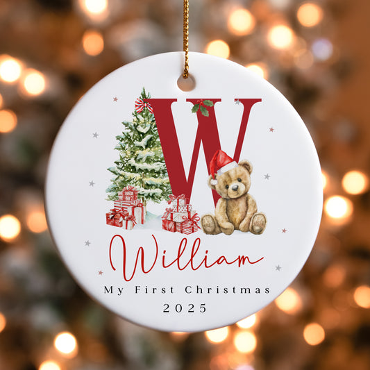Baby's First Christmas Decoration - Teddy Bear Alphabet