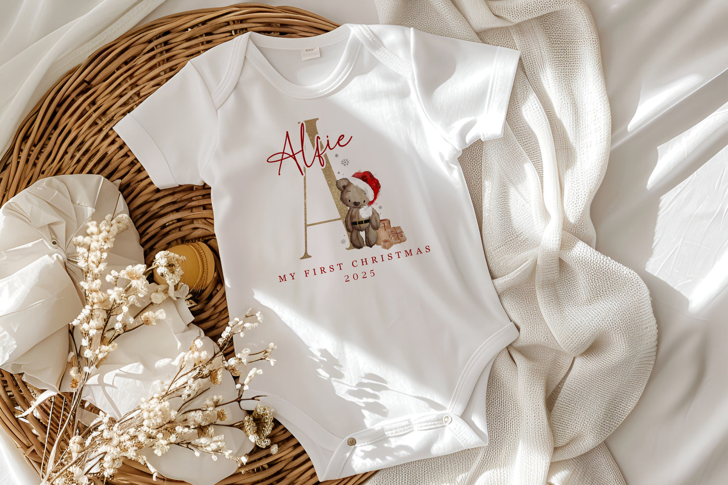 Santa Teddy Alphabet Design - My First Christmas