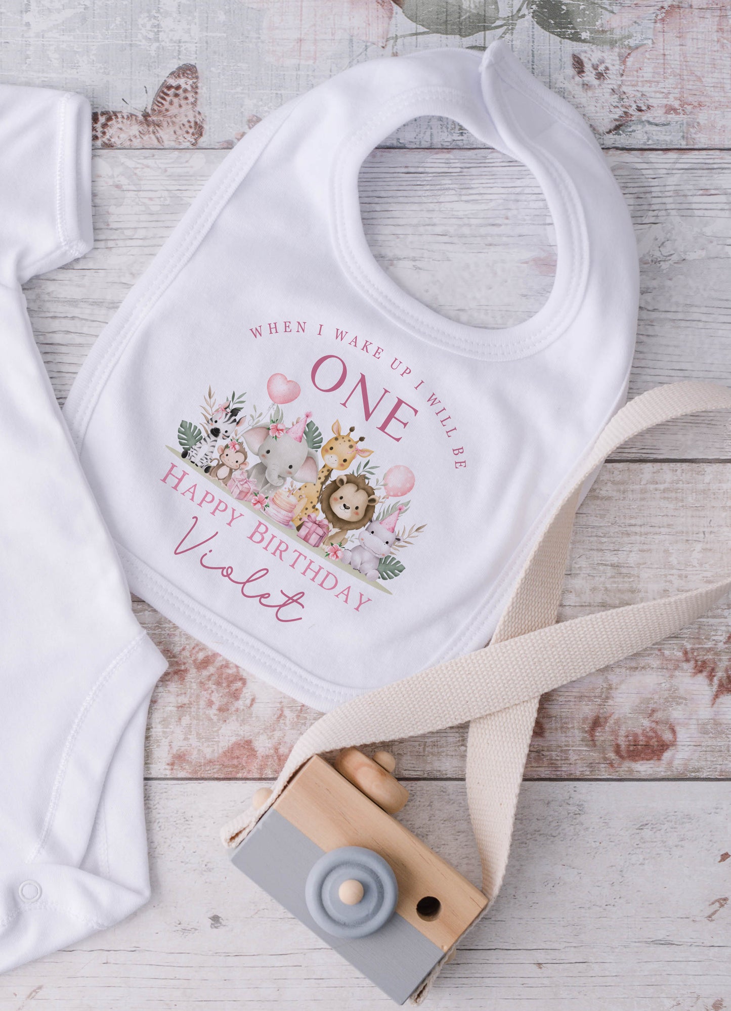 Jungle Safari 1st Birthday Baby Babygrow Bundle - Pink Design